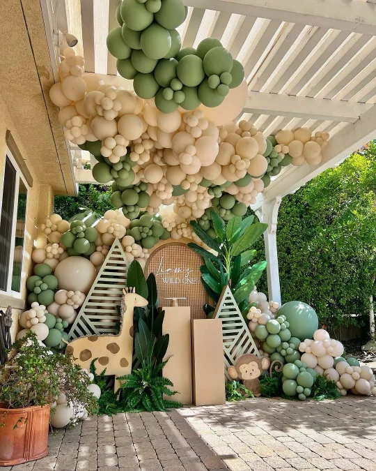 Rustic Safari Backdrop and Balloon Garland