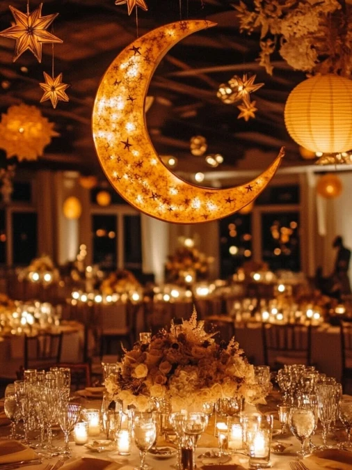 Illuminated Hanging Moon Centerpiece