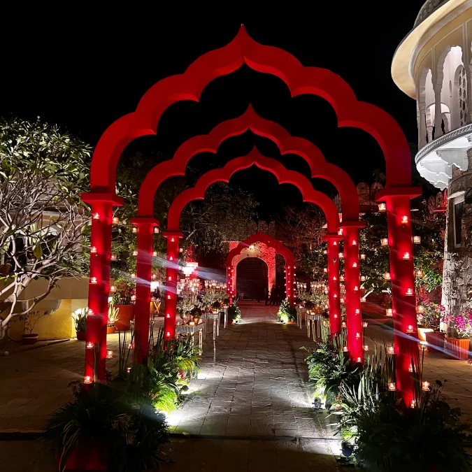 Red Candlelit Arch Pathway