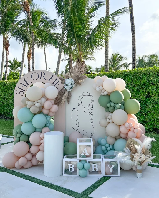 Sage and Peach Silhouette Display