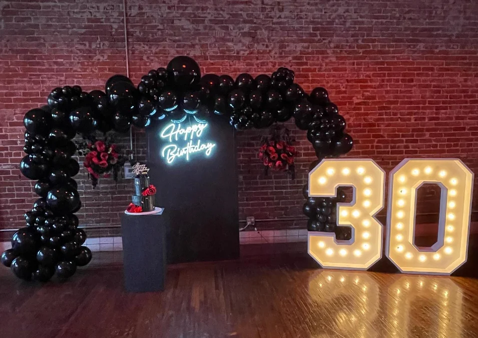 Industrial Brick and Neon Display