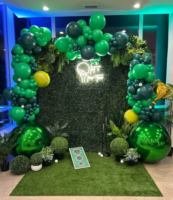 Neon Hedge Backdrop and Chipping Game