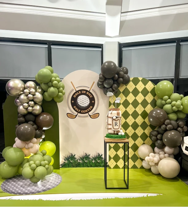 Golf Bag Cake and Argyle Backdrop