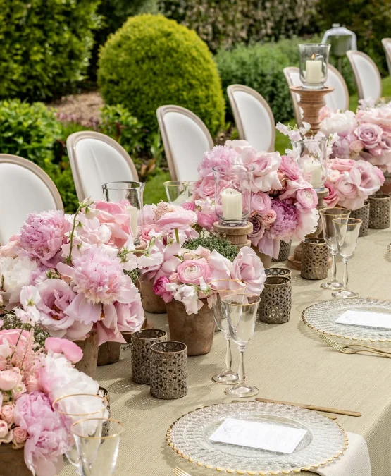 Romantic Pink Peony Garden Table