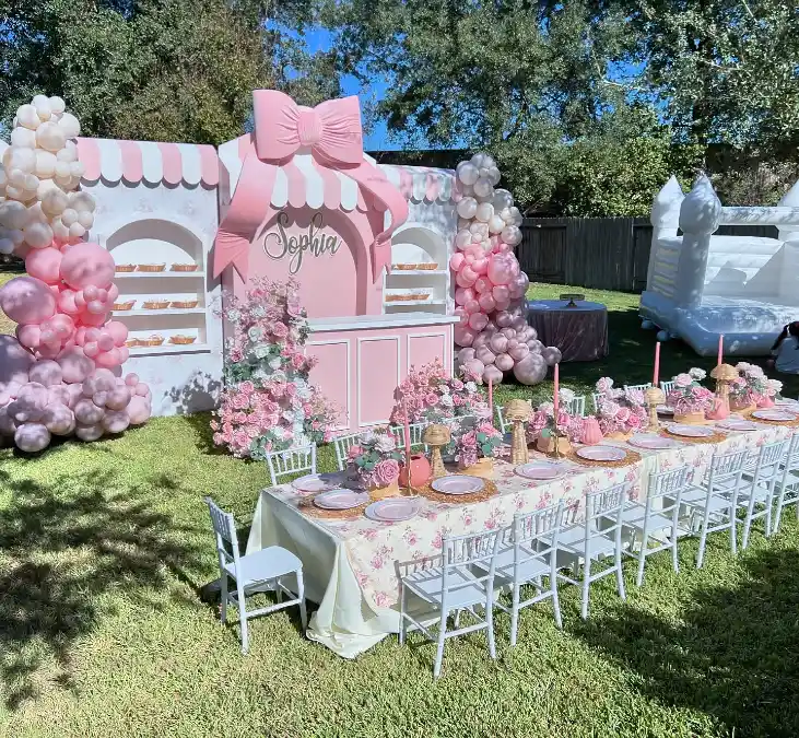 Sophia’s Pink Bow and Balloon Brunch