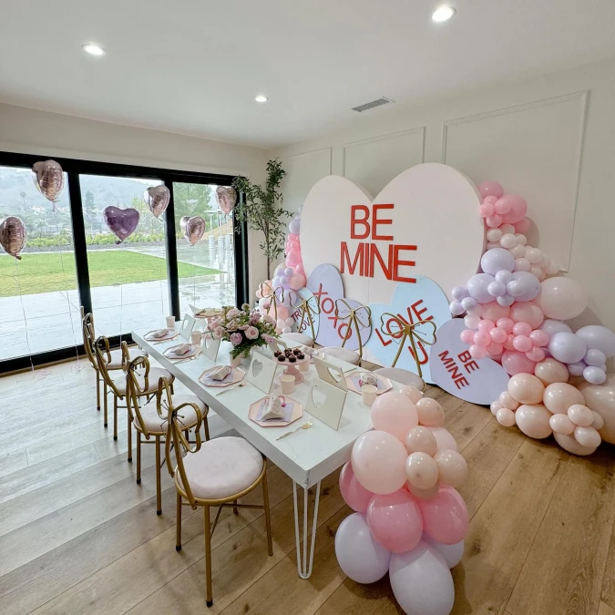 Pastel Candy Heart Dining Setup