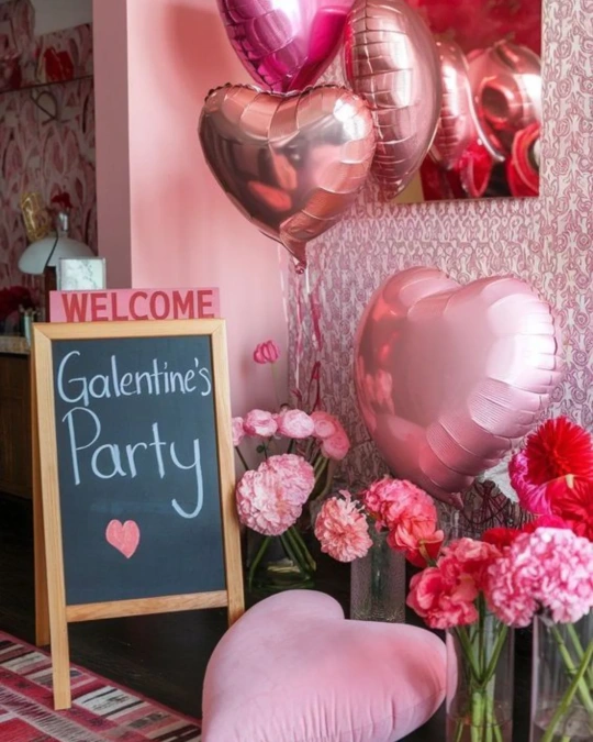 Welcoming Chalkboard Sign & Balloon Display