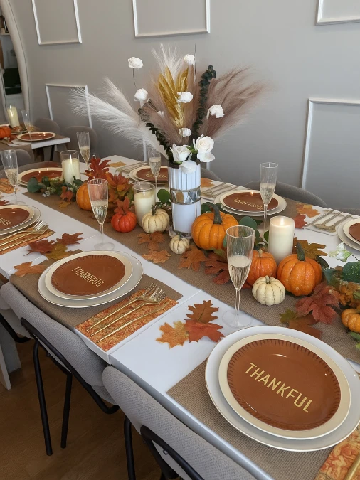 Neutral Pumpkin Tablescape