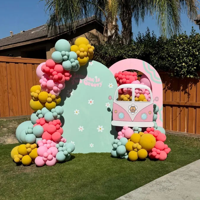 Pastel 'Two Groovy' Backdrop and Bus