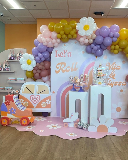 Retro Roller Skate and Van Display