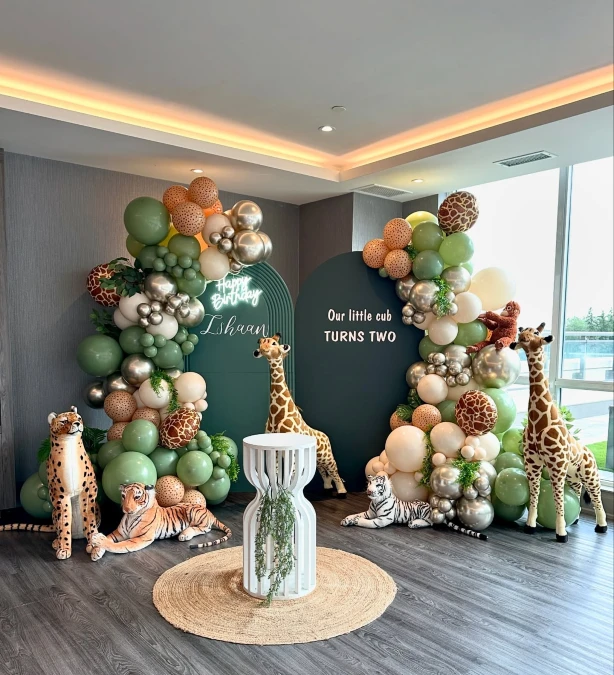 Modern Arched Backdrop with Jungle Plushies